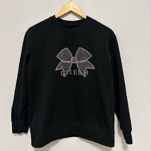 Cheer Gear Black Sweatshirt with Rhinestone Bow Design